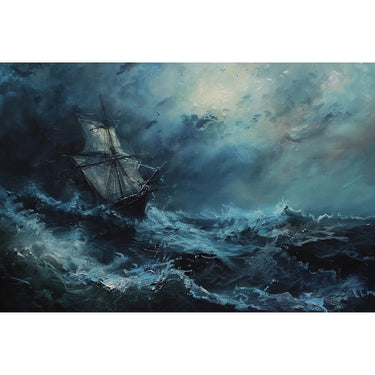 Ship in Stormy Sea Canvas